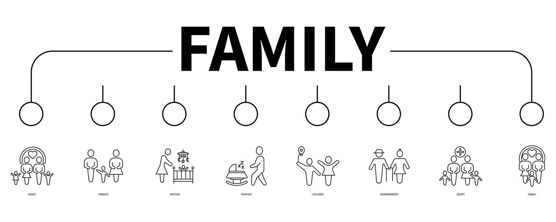 Family banner web icon vector illustration concept