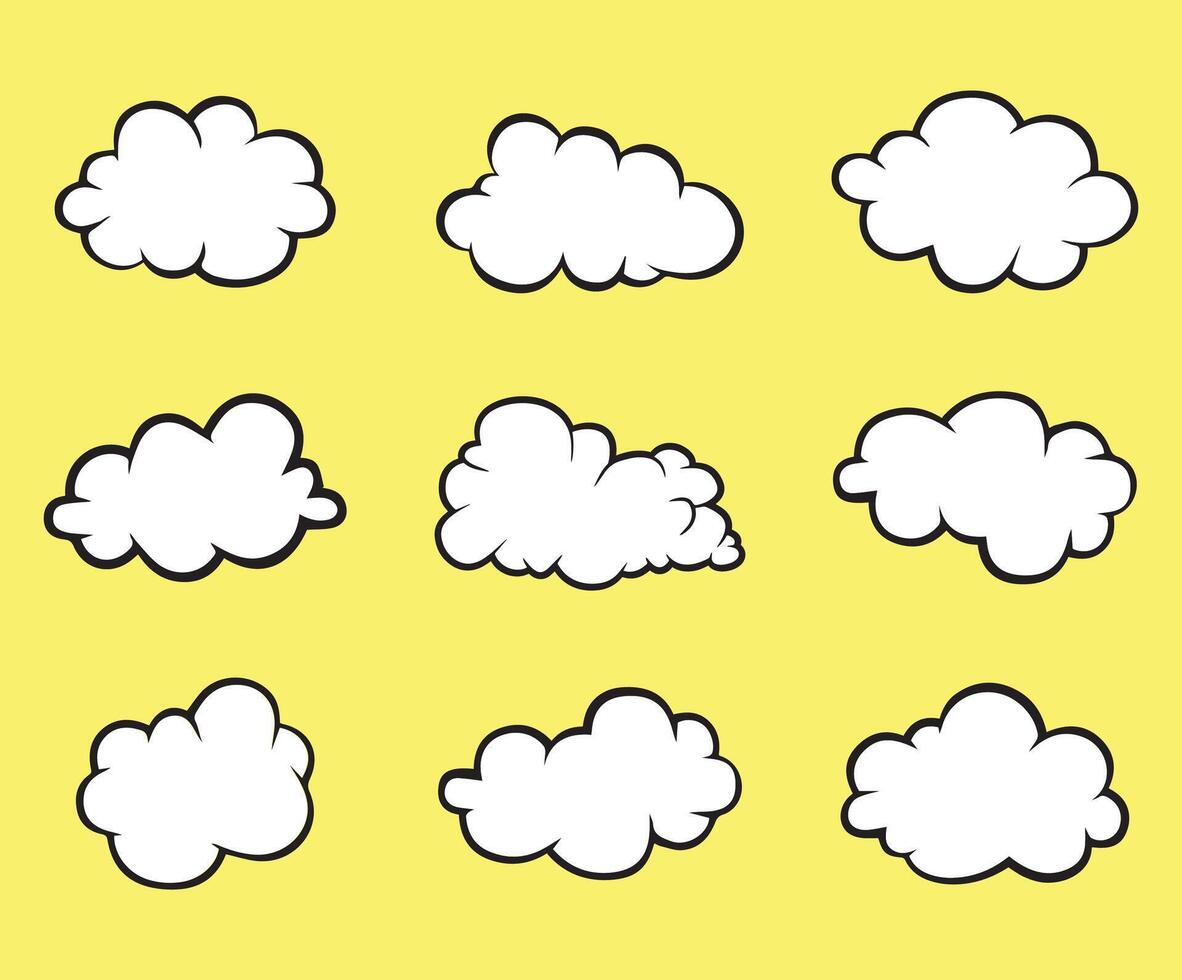 Set of vector clouds. Cartoon cloud collection.