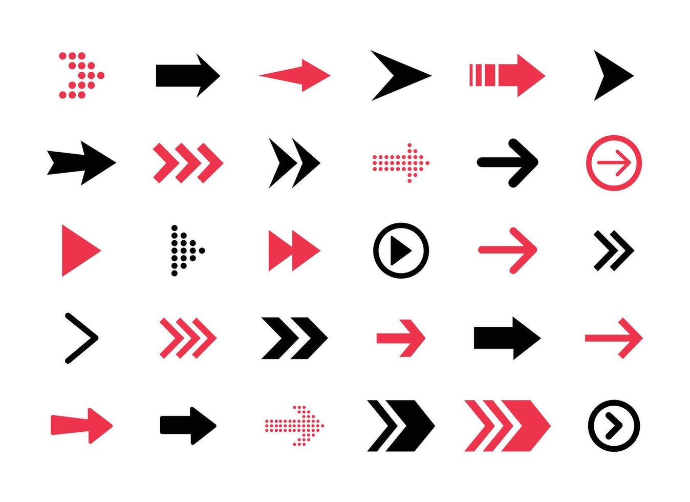 flecha iconos sencillo cursores, punteros y dirección botones vector ilustración.