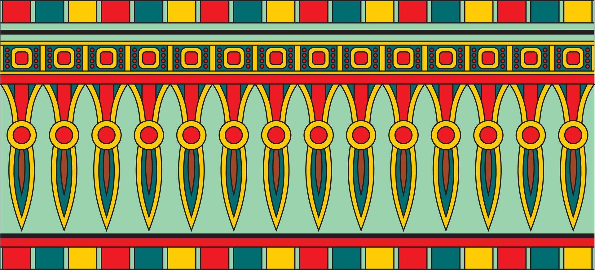 Vector colorful seamless Egyptian border. Endless Ornaments of Ancient Egypt. Geometric African frame.