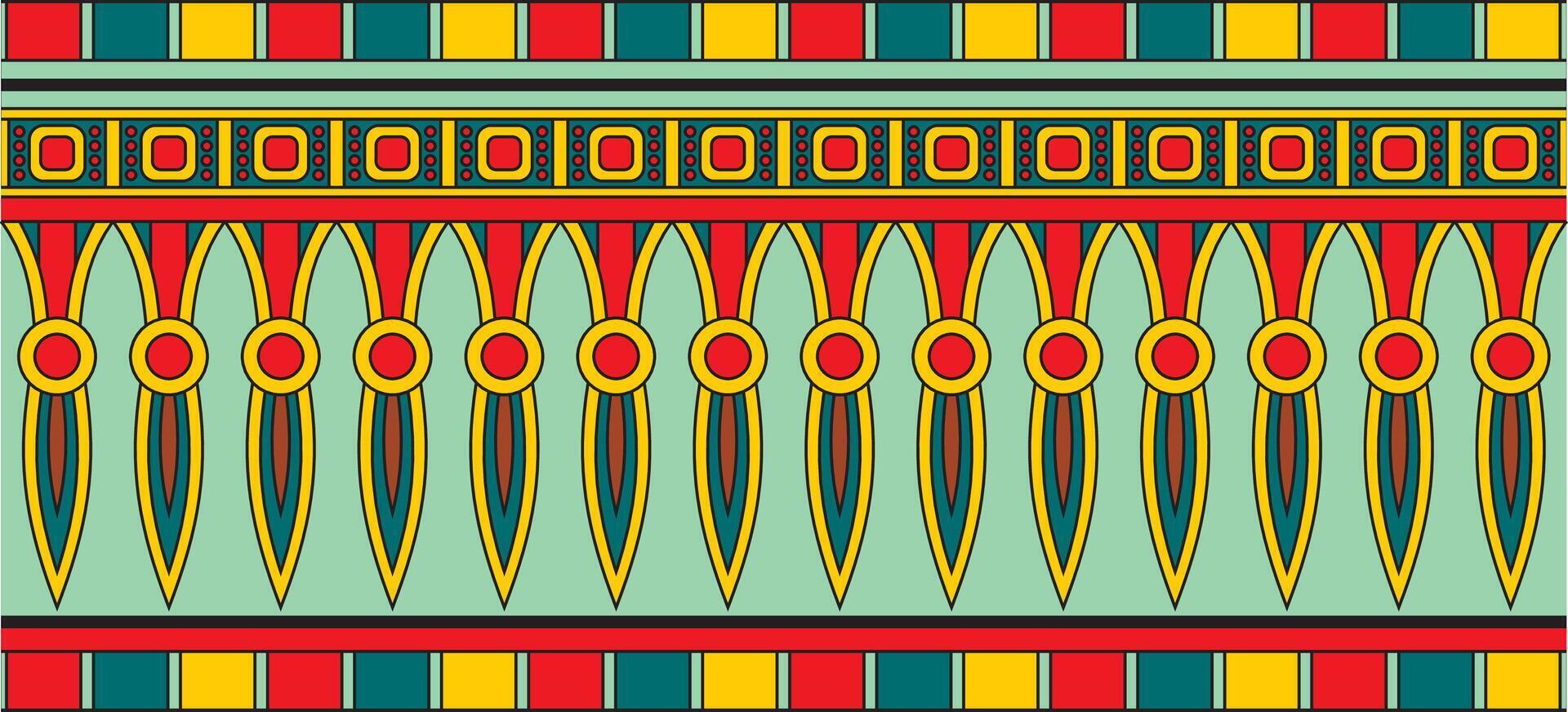 Vector colorful seamless Egyptian border. Endless Ornaments of Ancient Egypt. Geometric African frame.