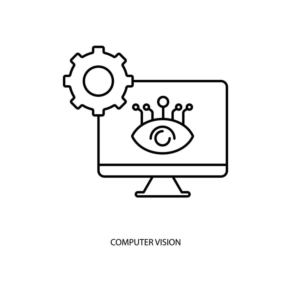 computer vision concept line icon. Simple element illustration. computer vision concept outline symbol design. vector