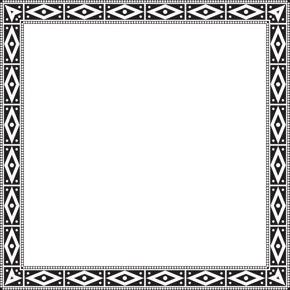 Vector black monochrome square national Indian patterns. National ethnic ornaments, borders, frames. colored decorations of the peoples of South America, Maya, Inca, Aztecs