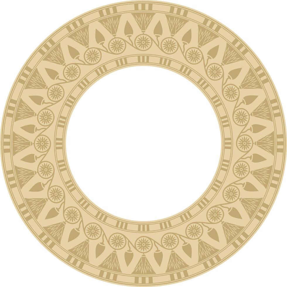 Vector round golden Egyptian ornament. Endless circle border, ancient Egypt frame