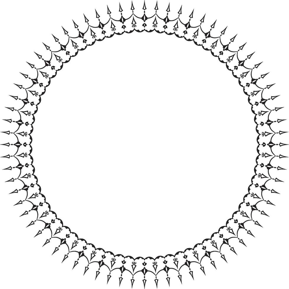 Vector black monochrome round turkish ornament. Ottoman circle, ring, frame
