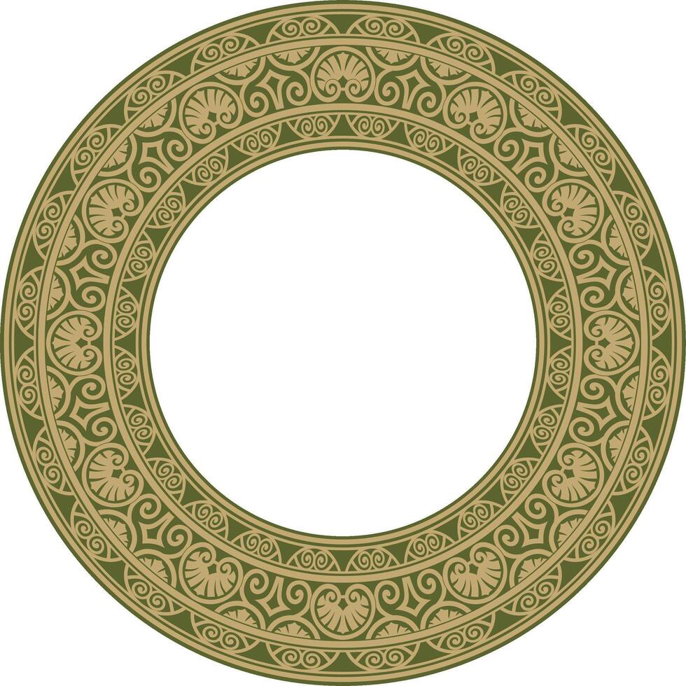 vector oro y verde redondo clásico Renacimiento ornamento. círculo, anillo europeo borde, renacimiento estilo marco