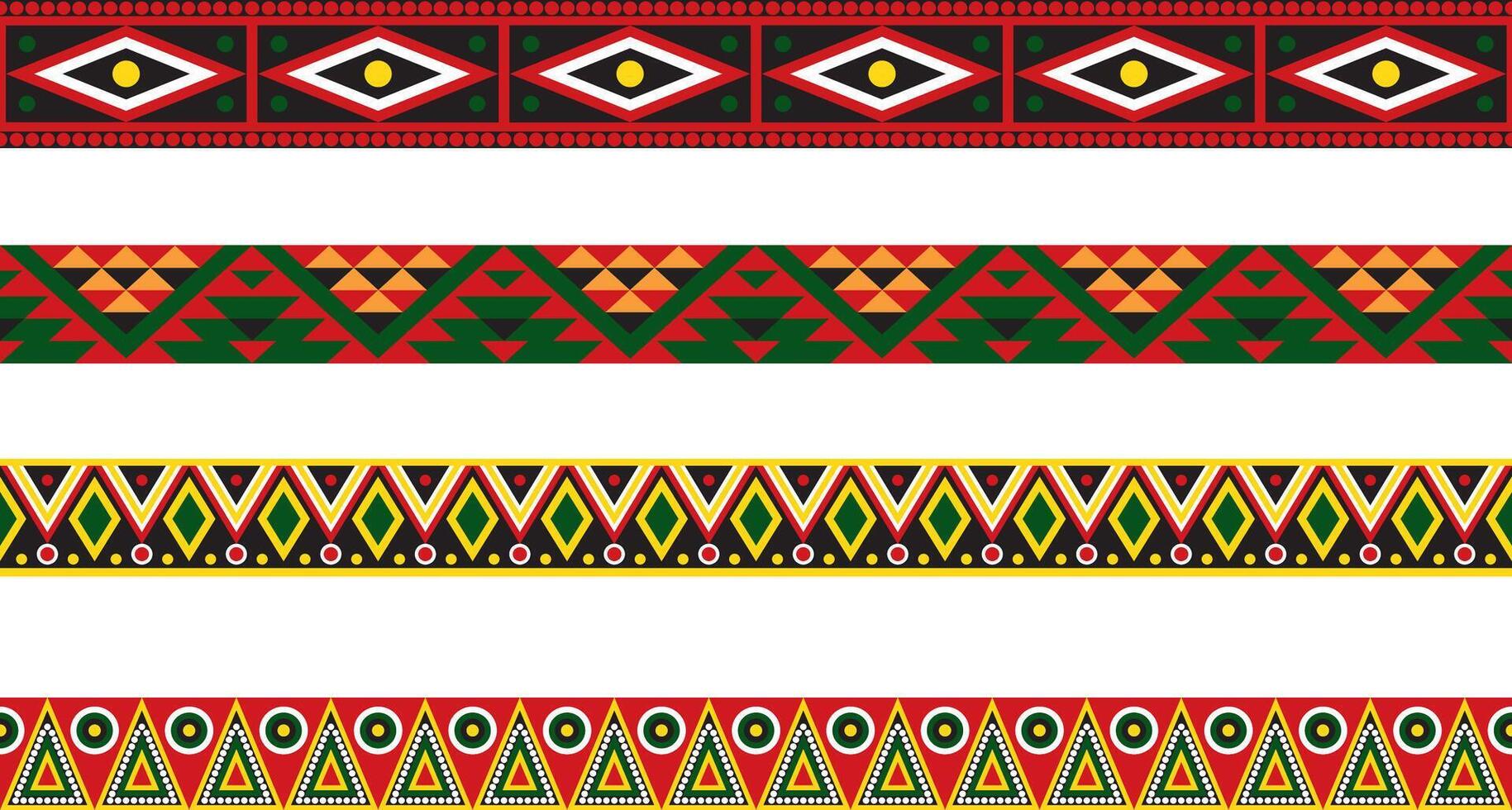 Vector set of seamless national Native American borders. Frames and borders of the Maya, Aztecs, Incas. Ethnic ornaments