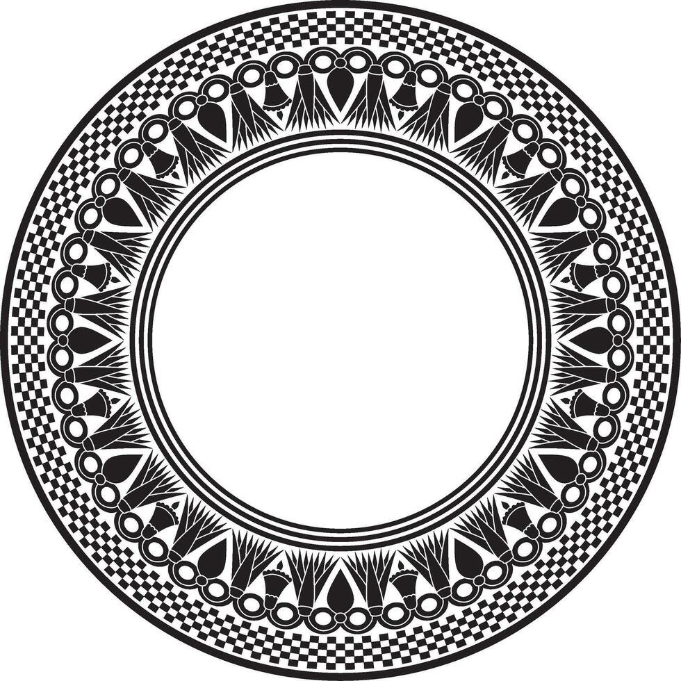 Vector monochrome black round Egyptian ornament. Endless Circle, Ring of Ancient Egypt. Geometric African frame