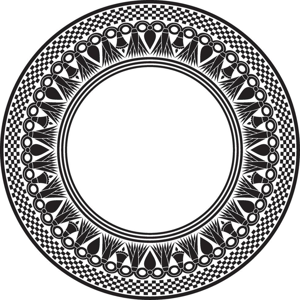 Vector monochrome black round Egyptian ornament. Endless Circle, Ring of Ancient Egypt. Geometric African frame