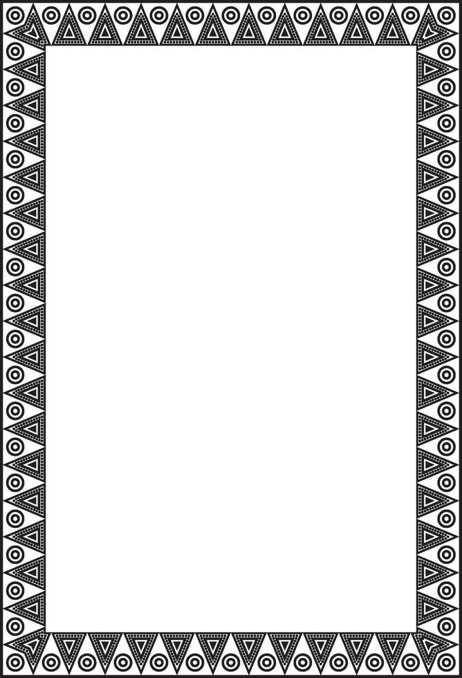 Vector monochrome native american folk ornament. Square border, frame of the peoples of America, Aztec, Incas, Maya