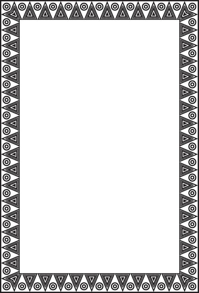 Vector monochrome native american folk ornament. Square border, frame of the peoples of America, Aztec, Incas, Maya