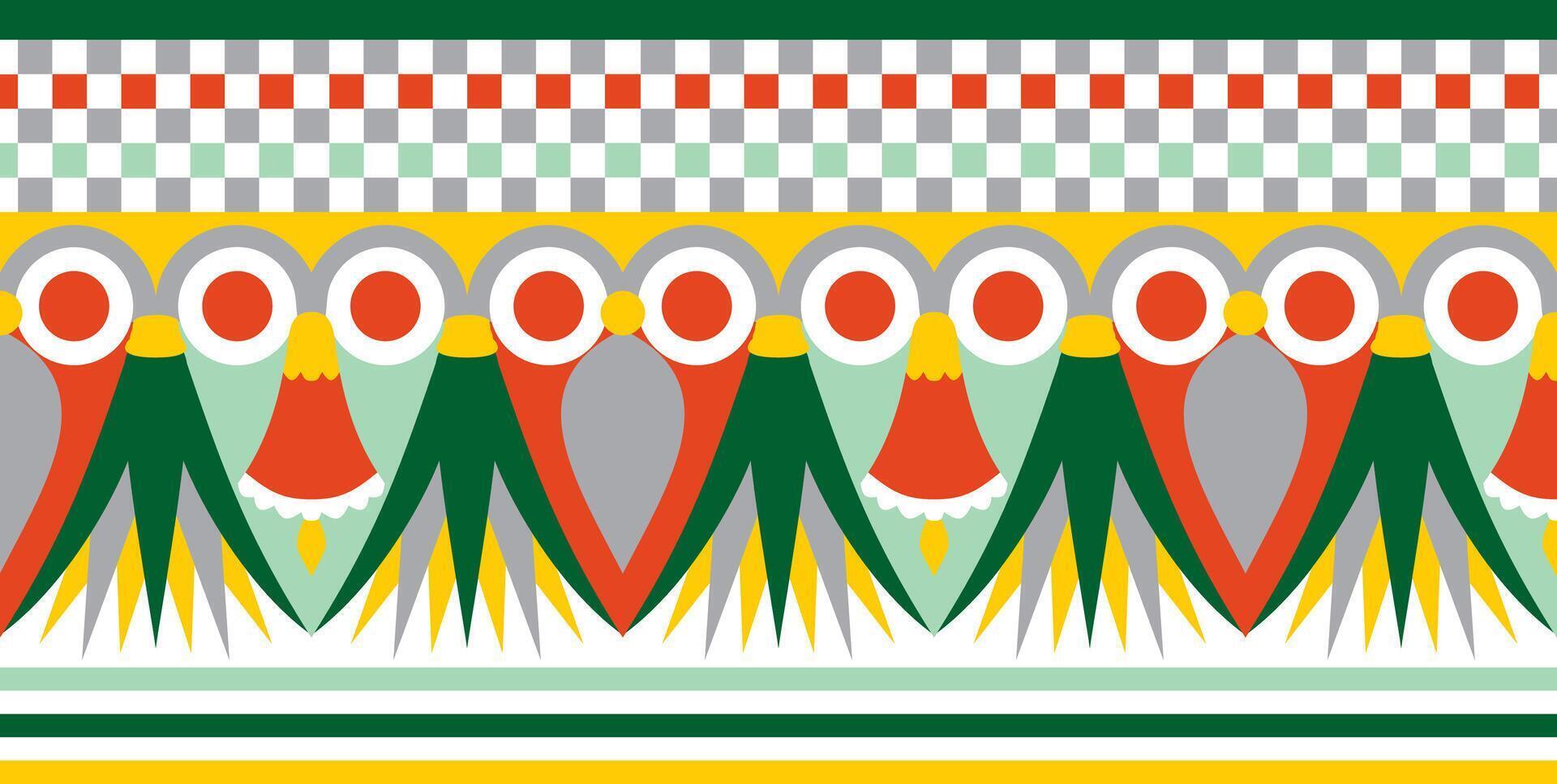 Vector colorful seamless Egyptian border. Endless Ornaments of Ancient Egypt. Geometric African frame