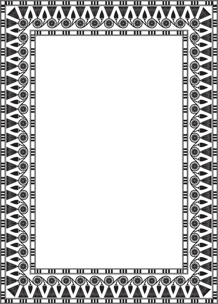 Vector square black monochrome Egyptian ornament. Endless border, ancient Egypt frame