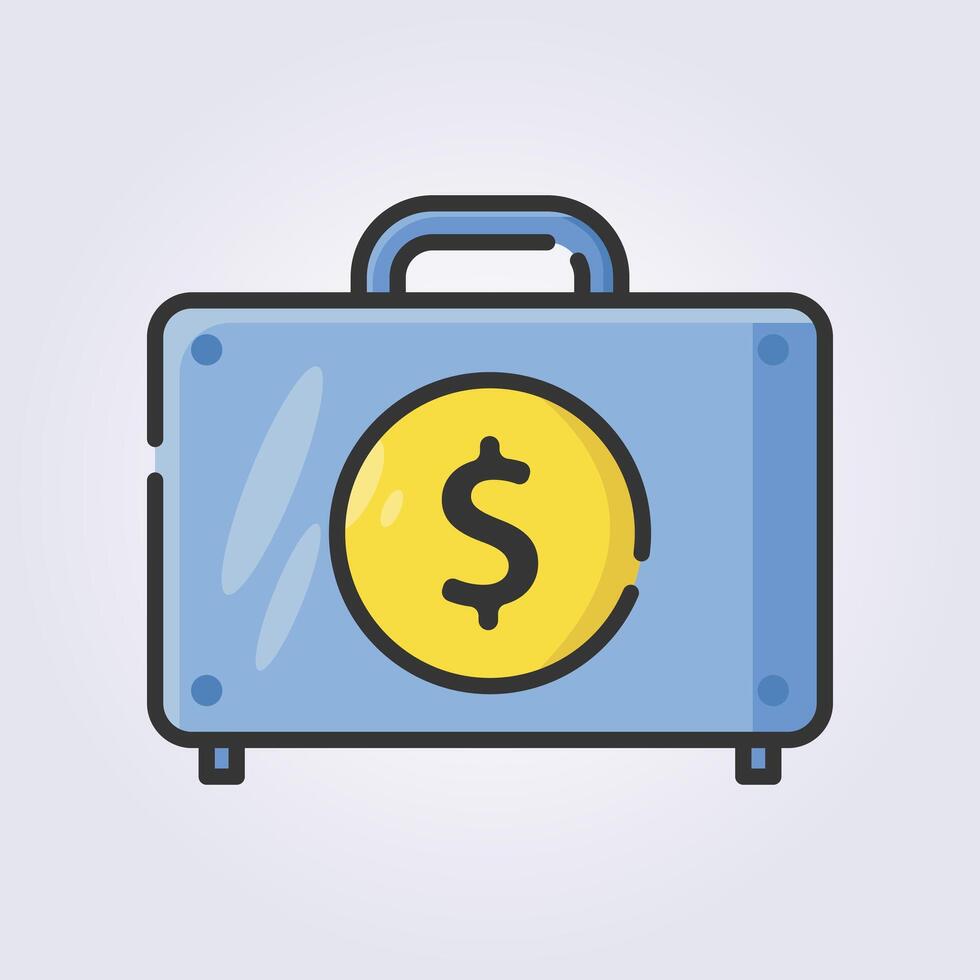 colored outline money suitcase icon logo vector illustration design