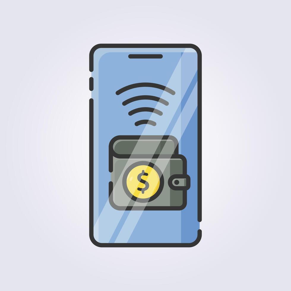 colored outline digital wallet  icon logo vector illustration design