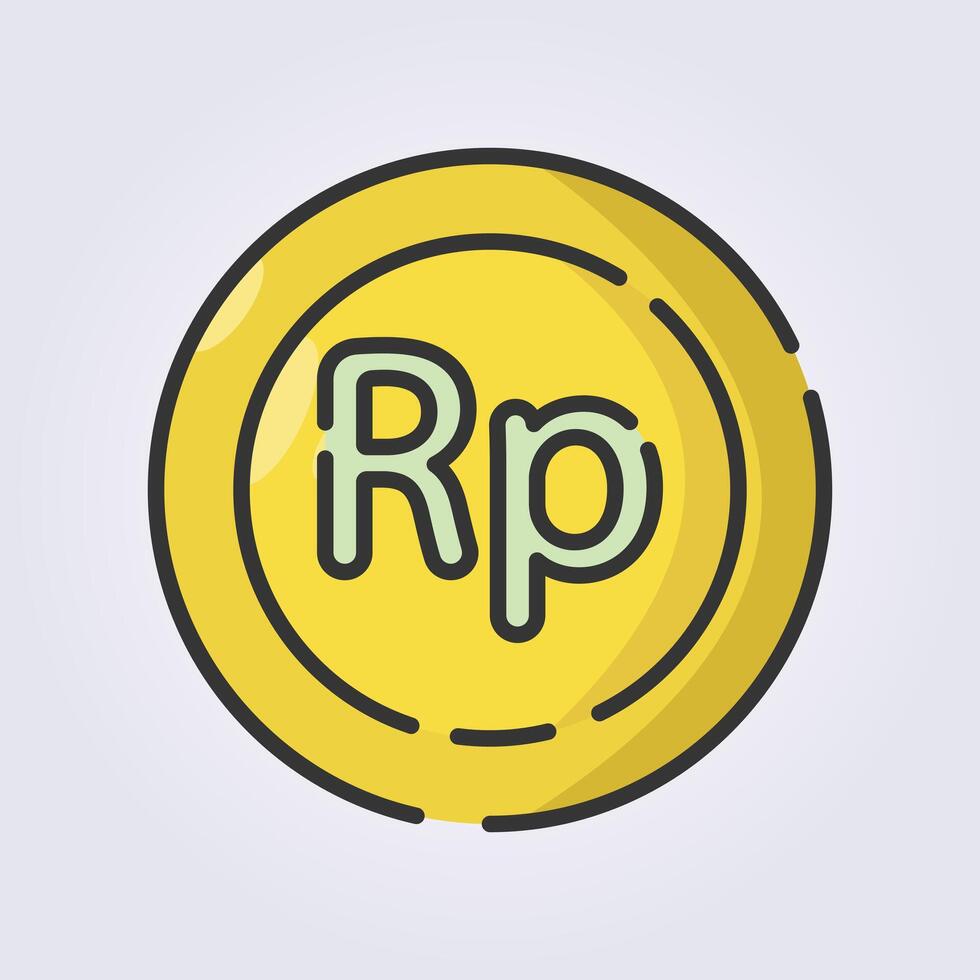 colored outline rupiah coin icon logo vector illustration design