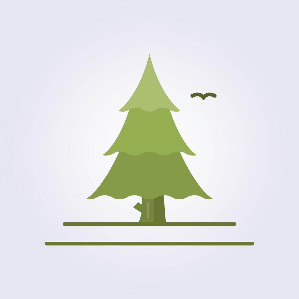 flat colored pine tree icon vector illustration logo design, spruce, fir, coniferous