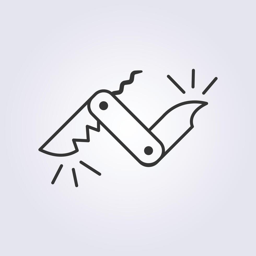 outline knife multitool icon vector logo design