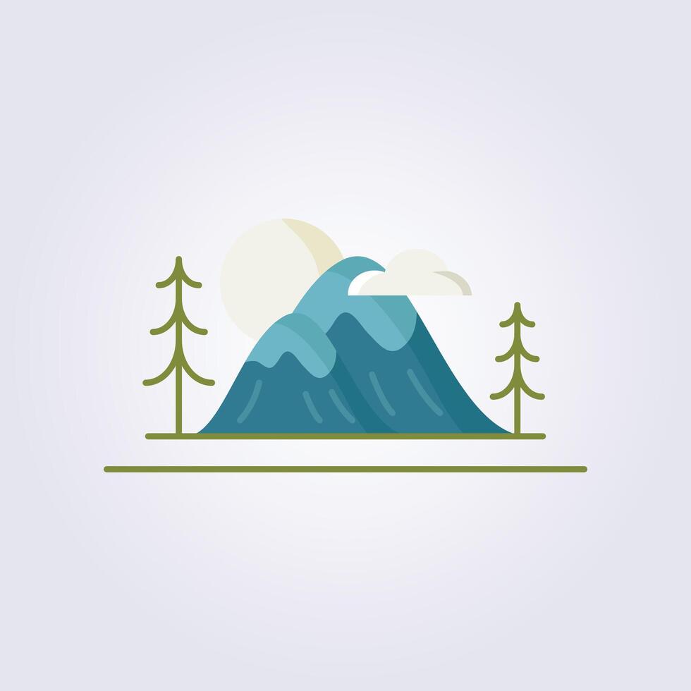 plano montaña icono vector ilustración logo diseño