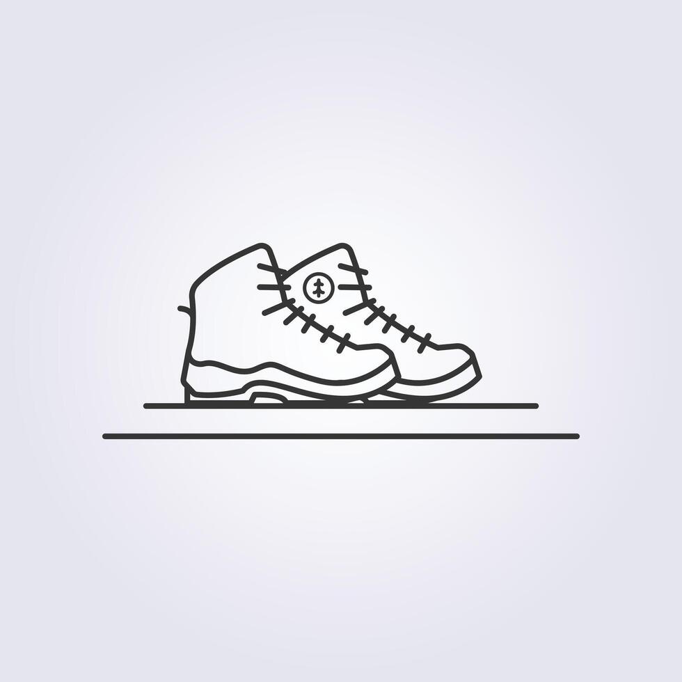 línea excursionismo botas icono vector ilustración logo diseño