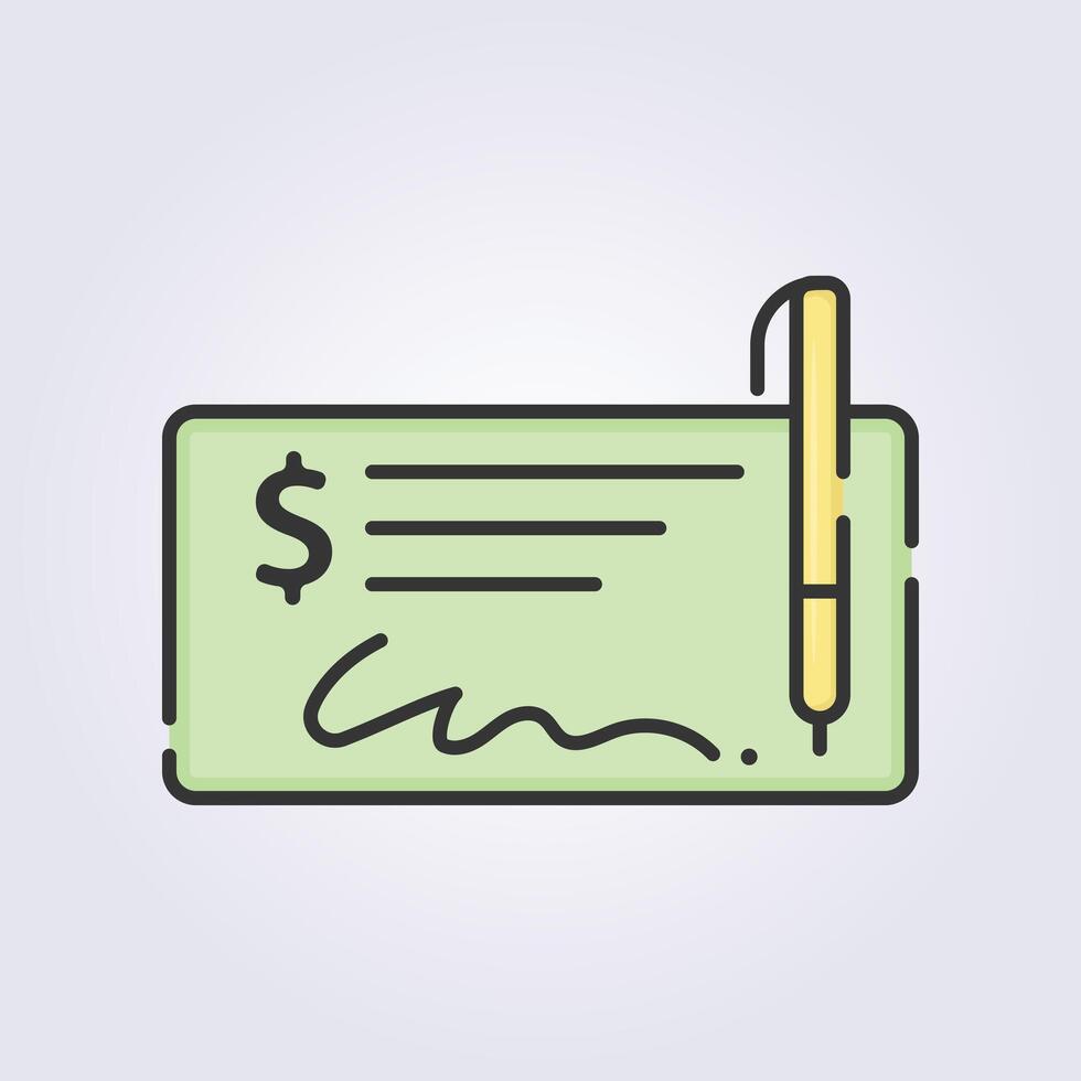 colored outline paycheck banknote  icon logo vector illustration design