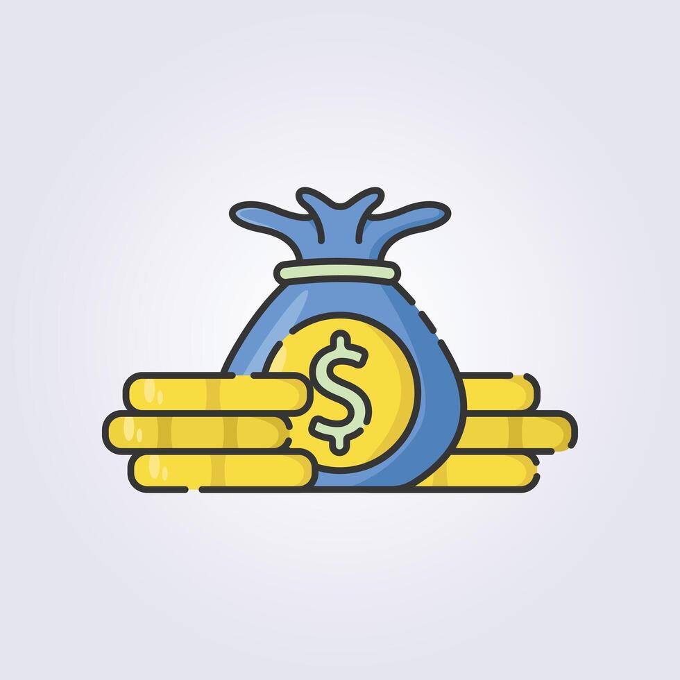 de colores contorno dinero bolso icono logo vector ilustración diseño