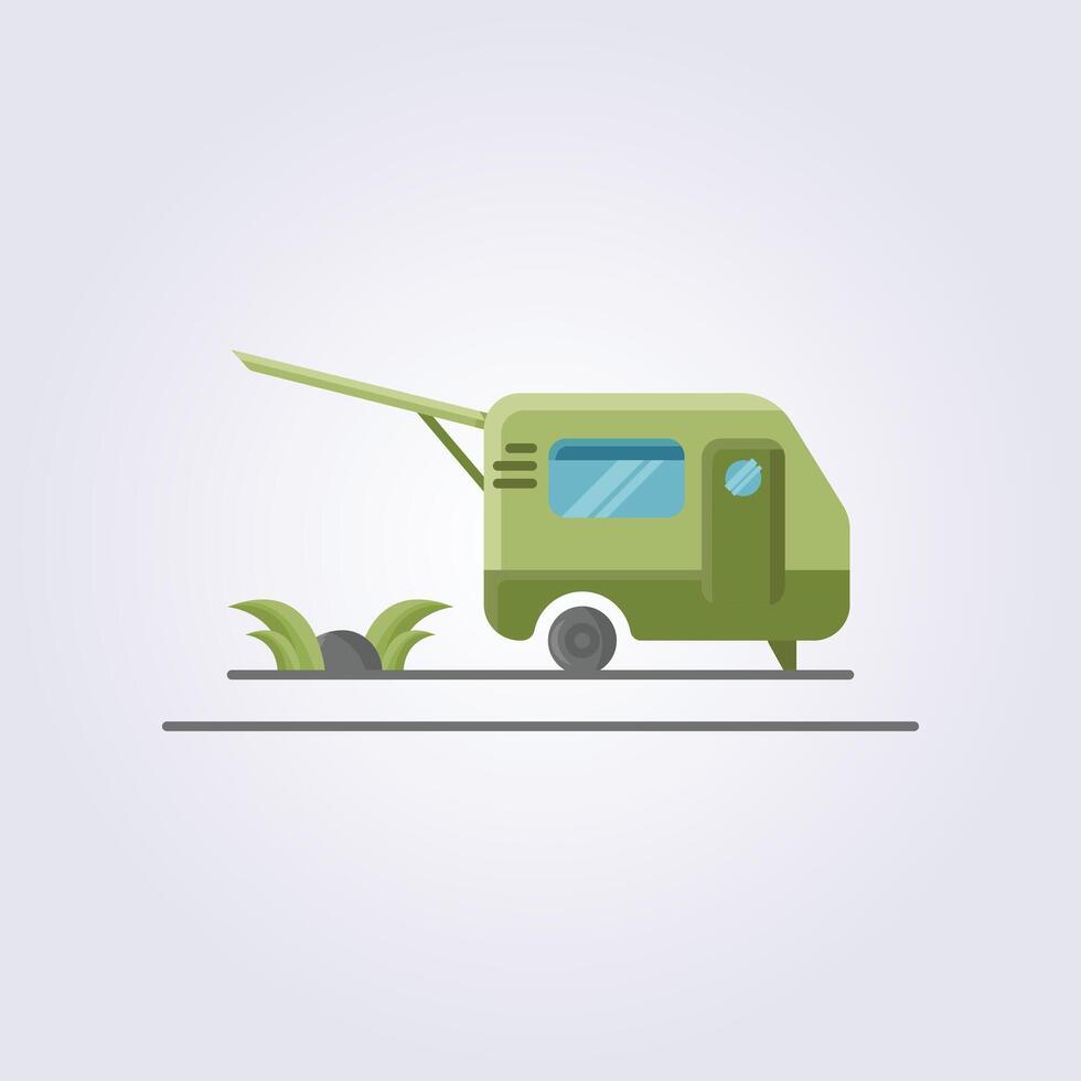 flat color caravan icon vector logo design