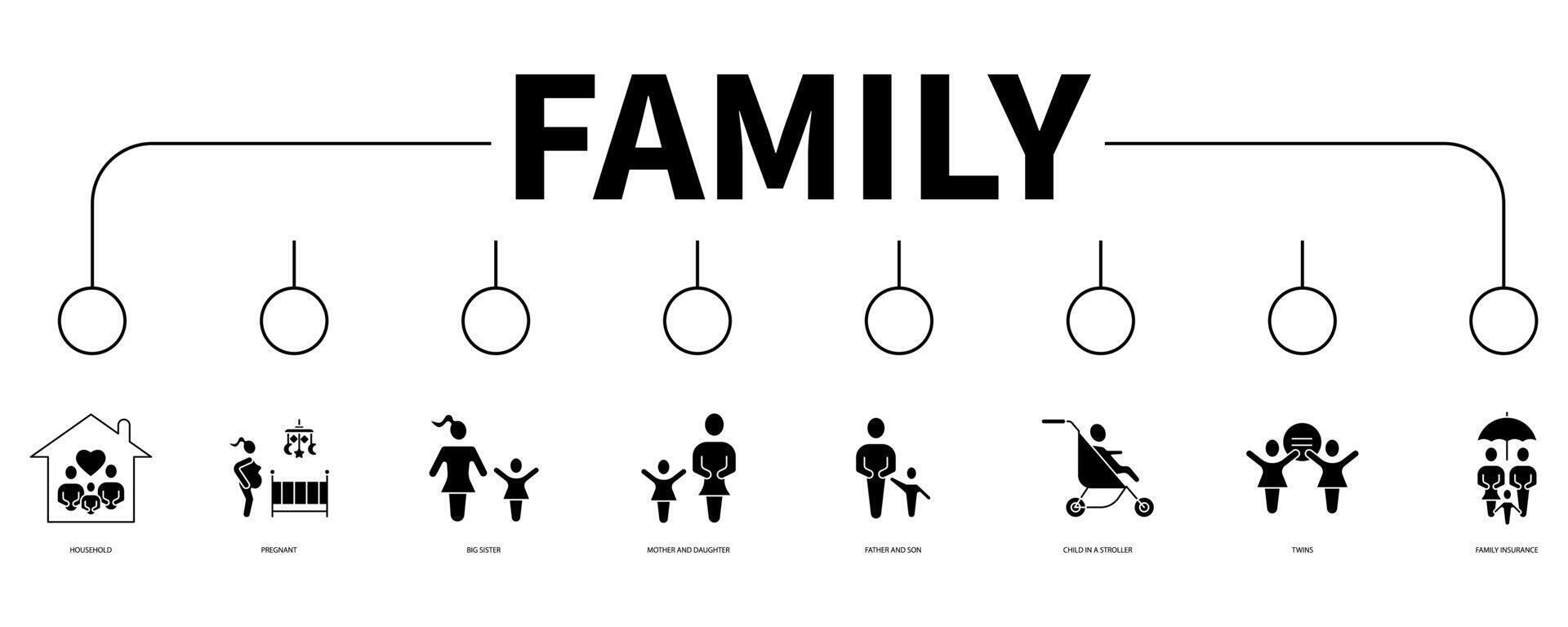 familia bandera web icono vector ilustración concepto