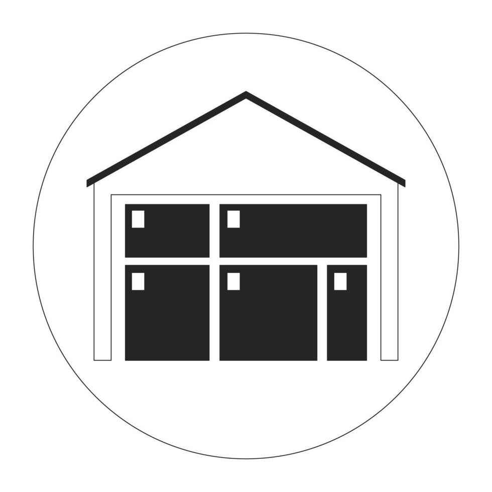 Industrial warehouse exterior 2D linear cartoon object. Commercial products storage building isolated vector outline item. Business storehouse exterior monochromatic flat spot illustration