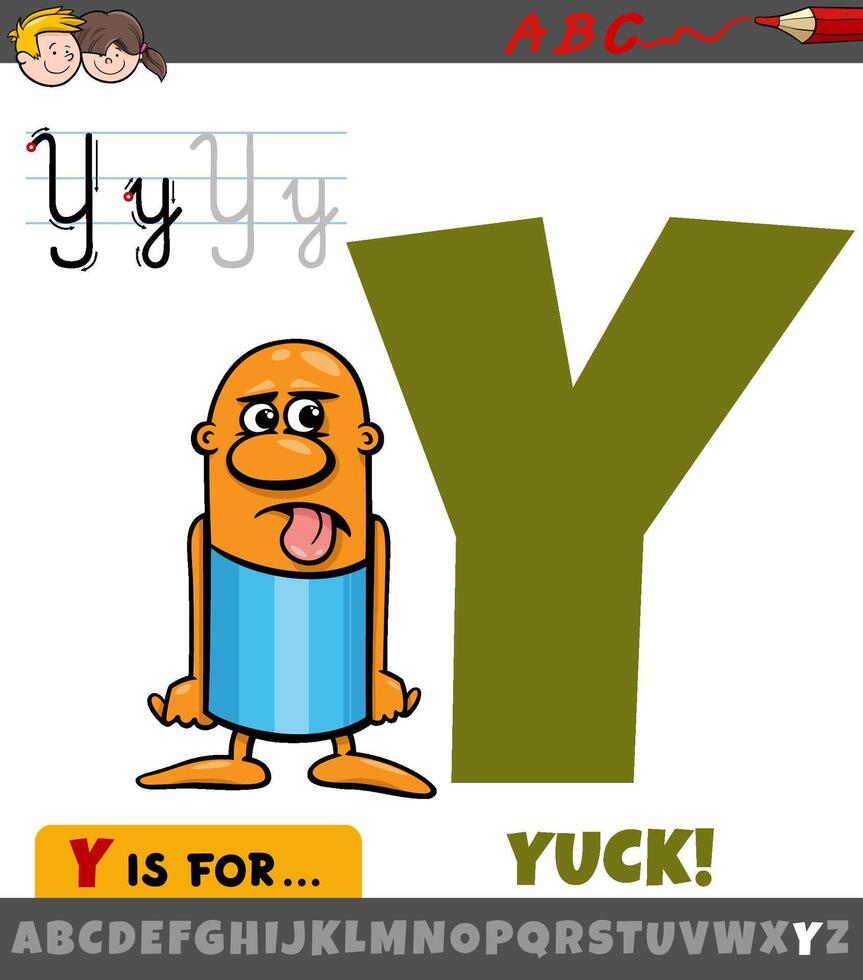 letter Y from alphabet with cartoon illustration of yuck phrase vector