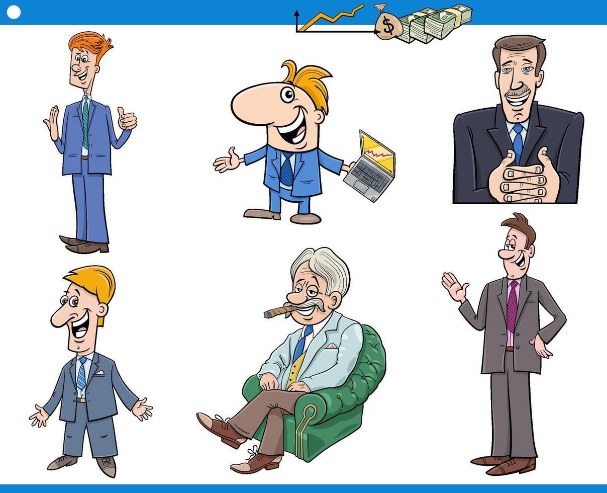 cartoon business people or businessmen characters set vector
