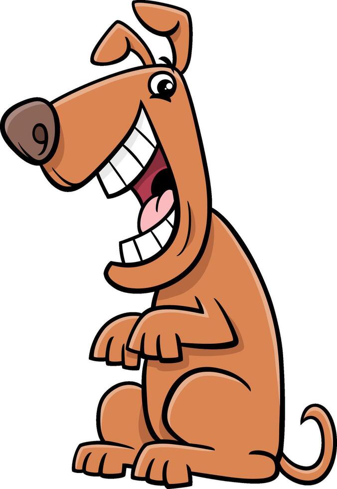 personaje animal cómico de perro marrón feliz de dibujos animados vector