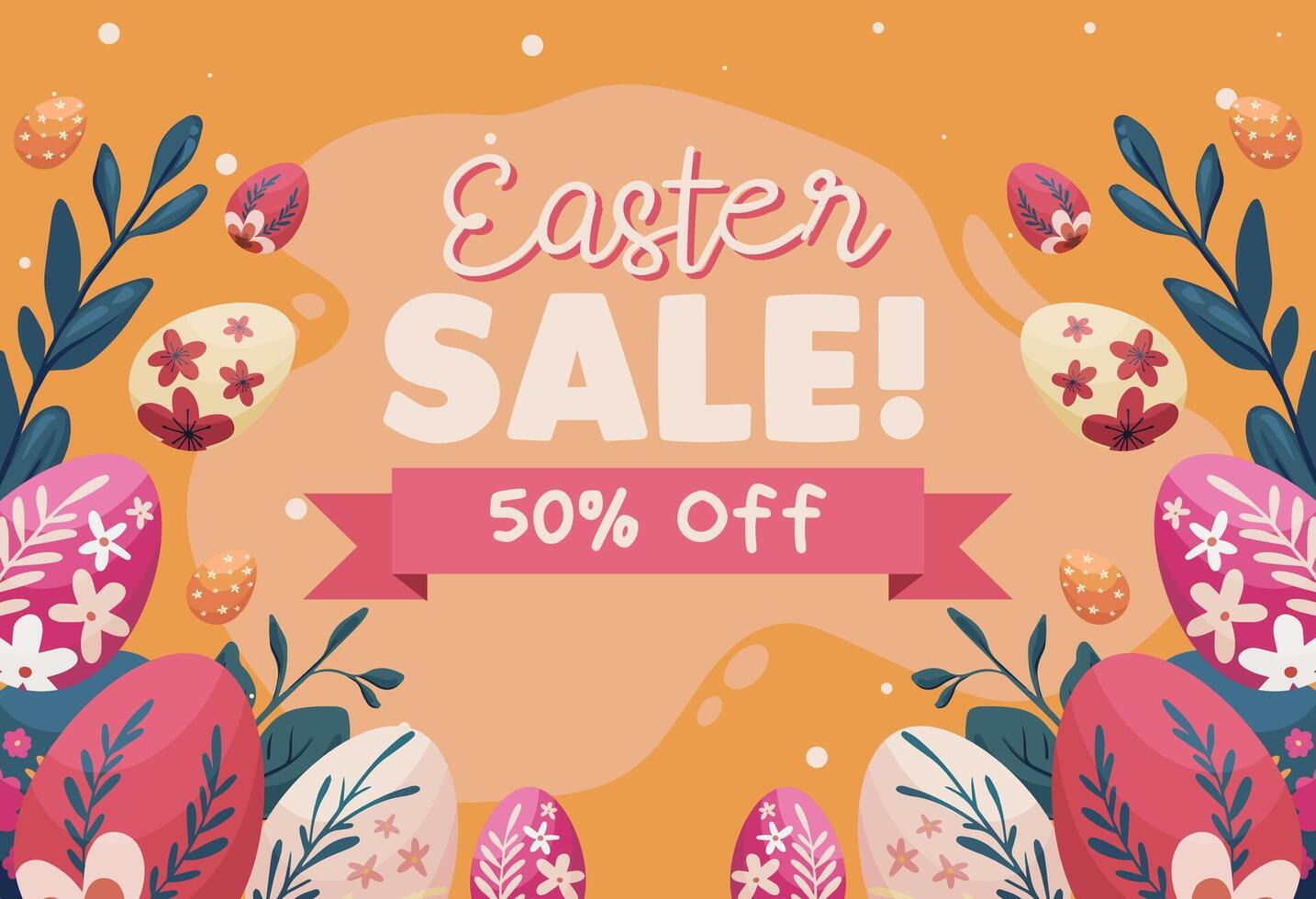 vector easter sale horizontal banner spring sale for social media