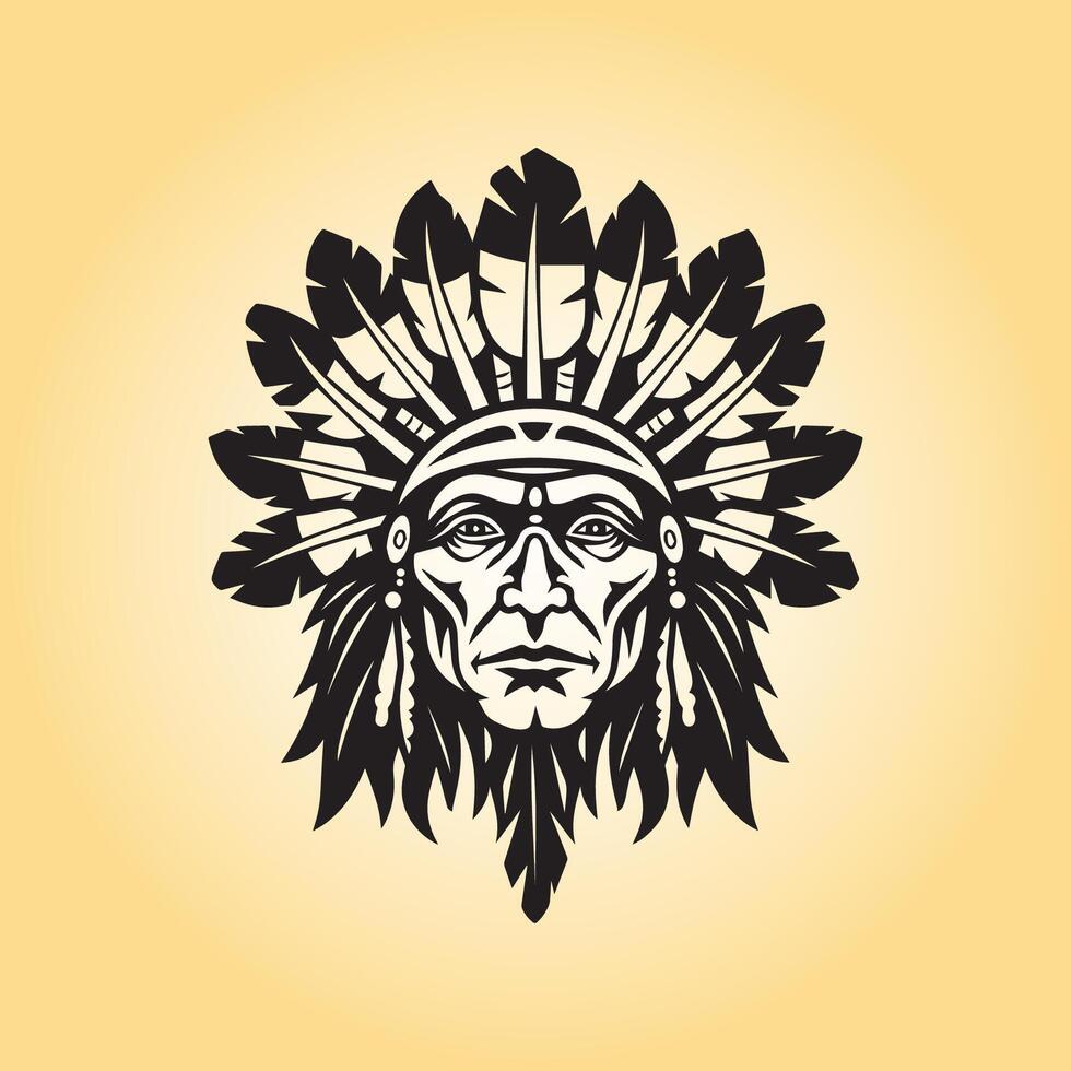 AI generated Native American head logo concept vector