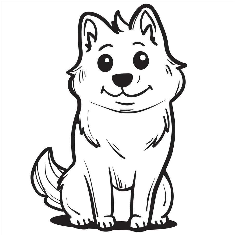 ai generado negro y blanco finlandés perro de Pomerania perro dibujos animados vector ilustración