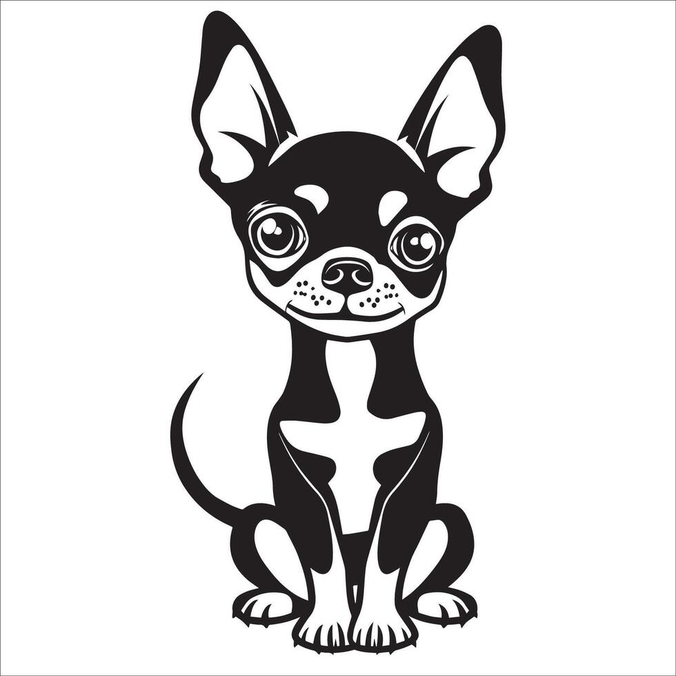 ai generado negro y blanco miniatura pinscher perro dibujos animados vector ilustración