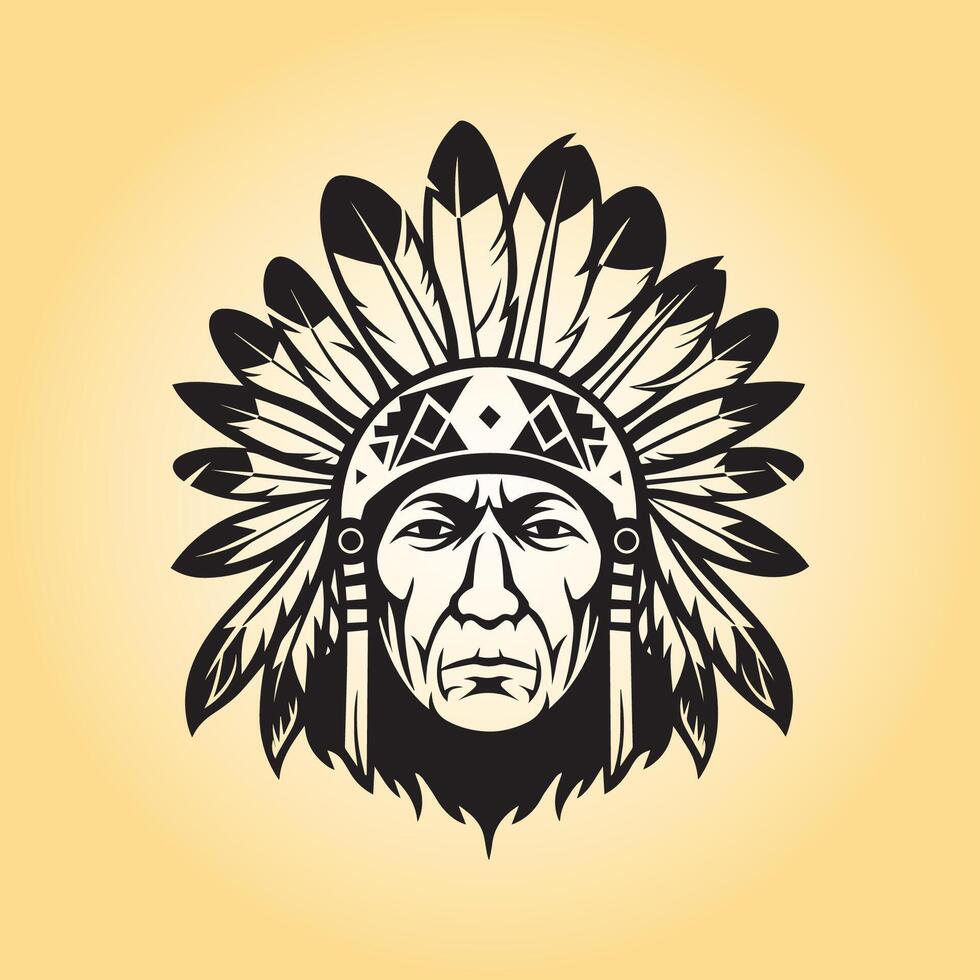 AI generated Native American  head wearing a crown illustration vector