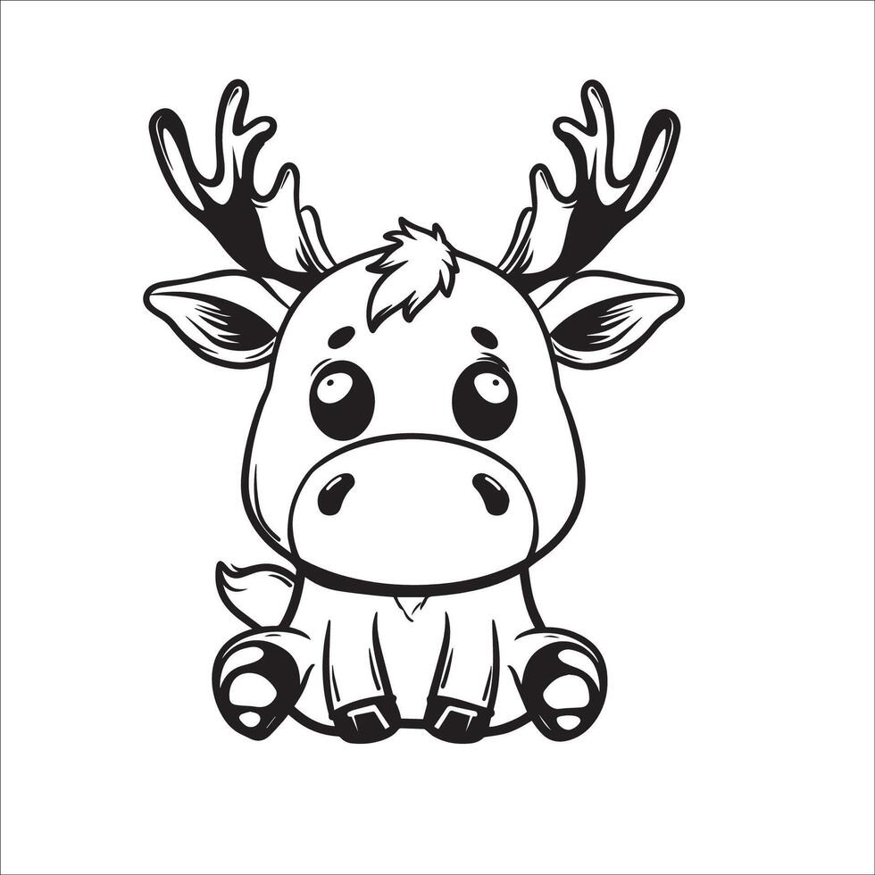 AI generated A vector illustration of a black and white Moose sitting