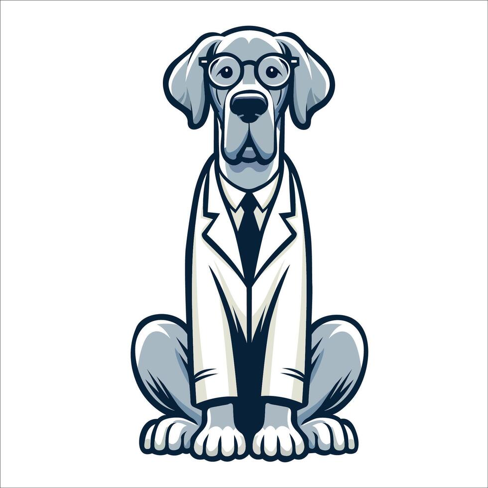 AI generated Great Dane Dog Doctor sitting and looking up illustration vector
