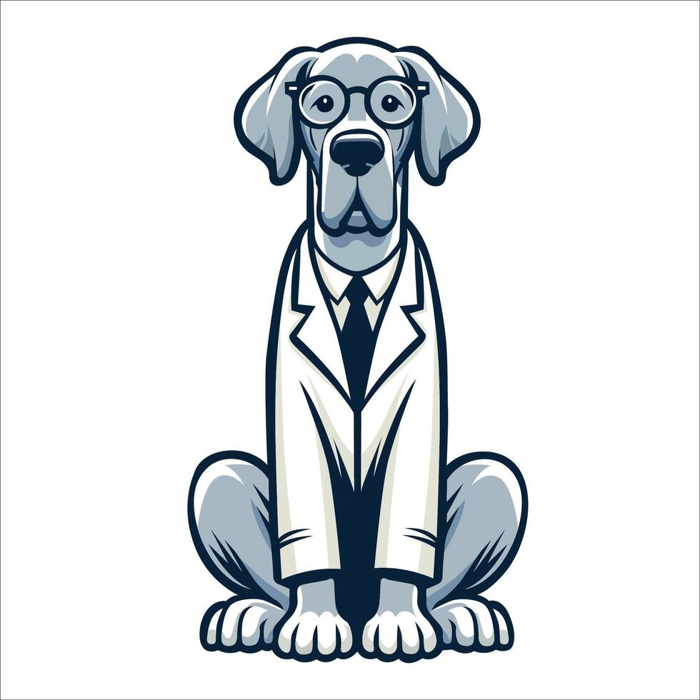 AI generated Great Dane Dog Doctor sitting and looking up illustration vector