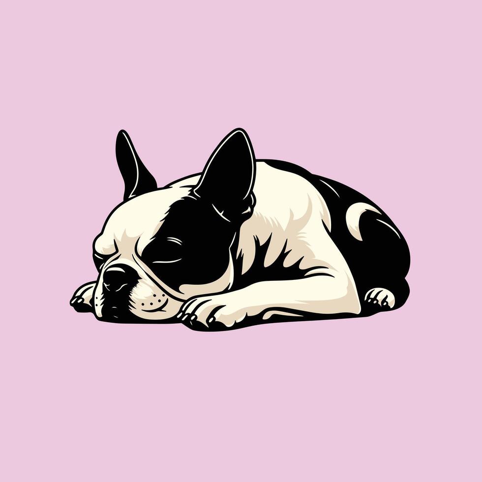 AI generated Boston Terrier sleeping vector illustration