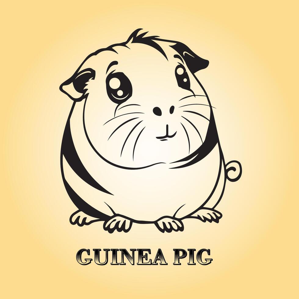 AI generated Guinea pig is a sitting vector illustration in black and white