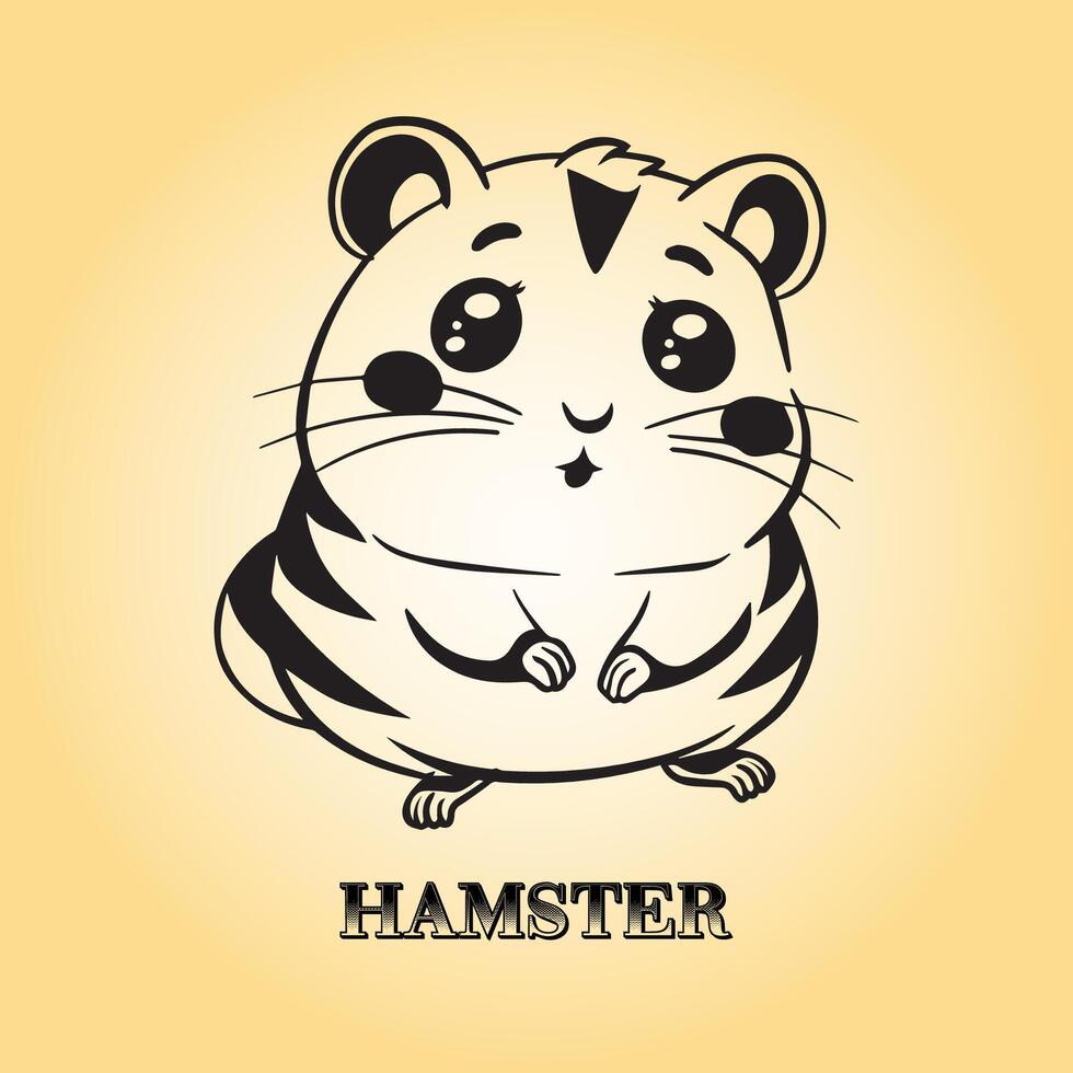 AI generated A Hamster Cartoon vector illustration is on a yellow background