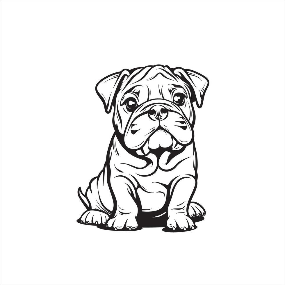 AI generated A vector illustration of a black and white Bulldog dog sitting