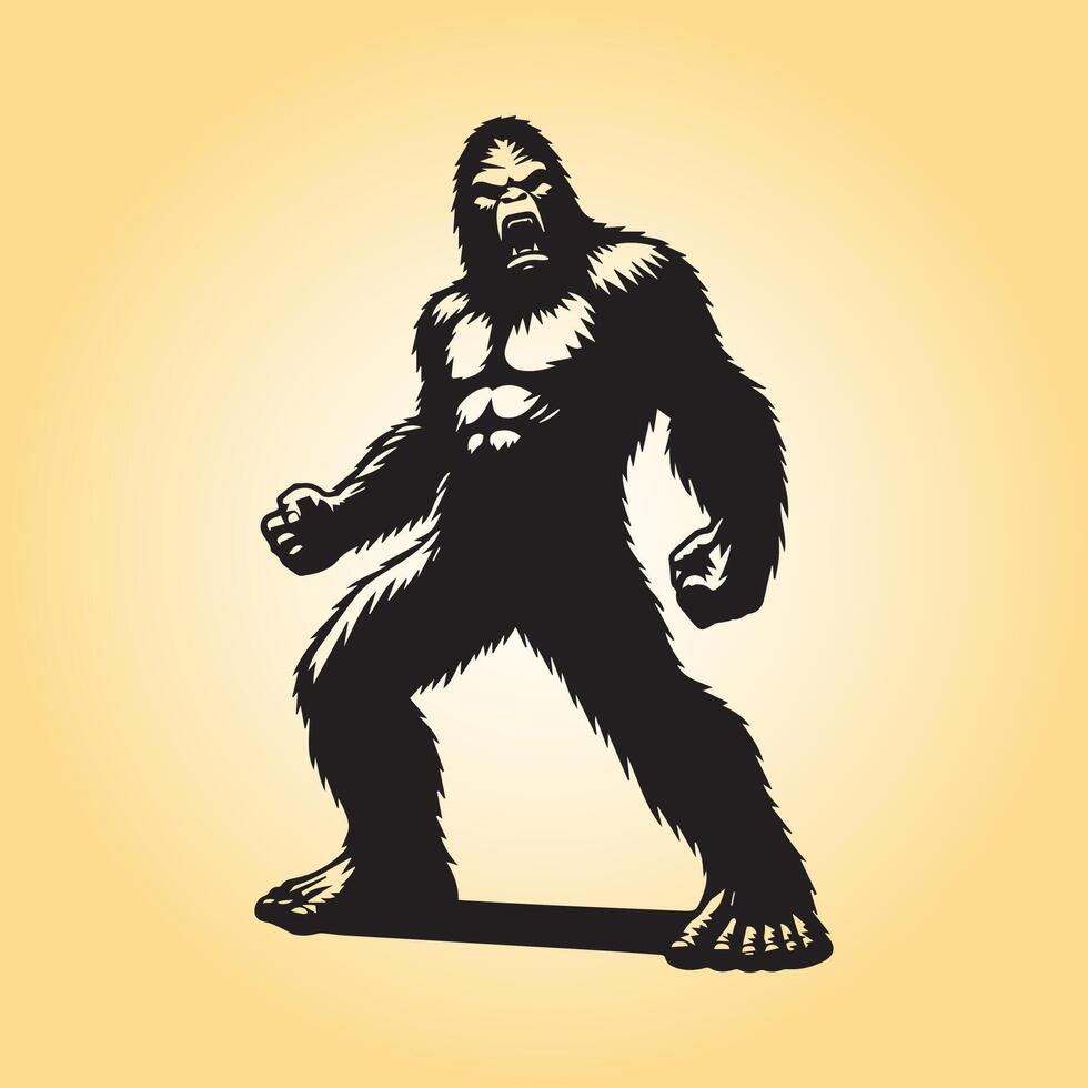 AI generated Bigfoot angry silhouette vector illustration