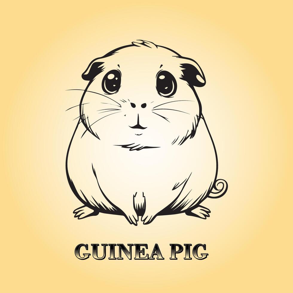 AI generated Guinea pig is a sitting vector illustration in black and white