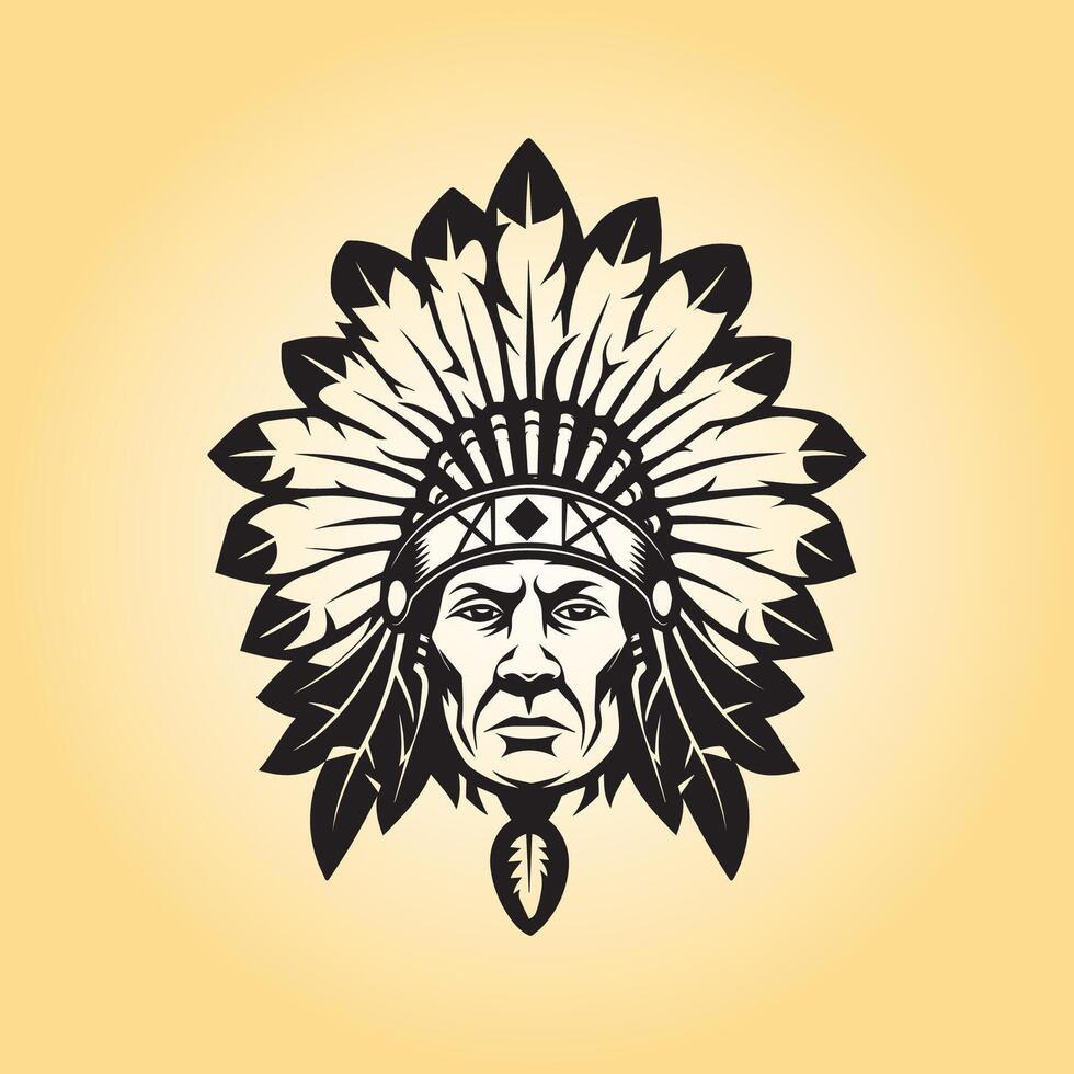 AI generated Native American  head wearing a crown illustration vector