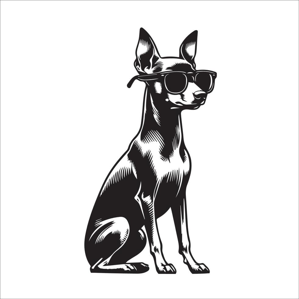 ai generado miniatura pinscher perro vistiendo Gafas de sol ilustración vector