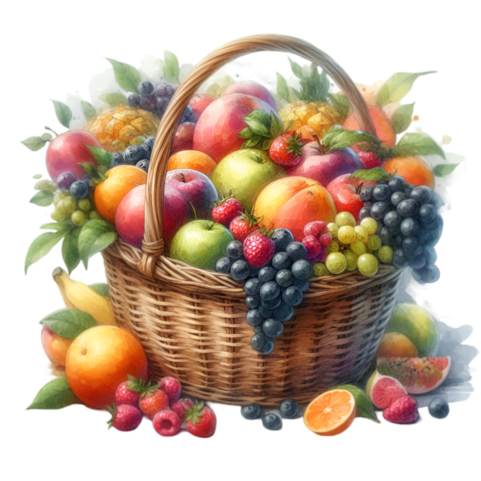 AI generated A basket overflowing with fresh fruits. png