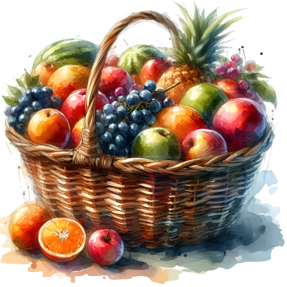 AI generated A basket overflowing with fresh fruits. png